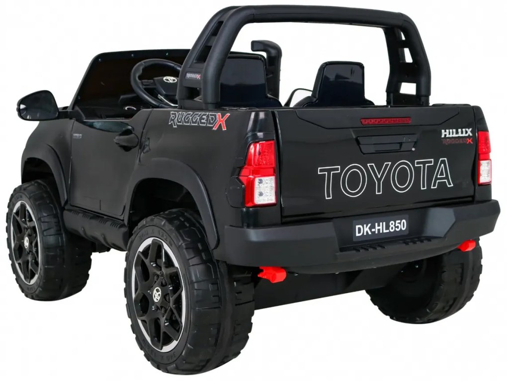 Carro elétrico para Crianças Toyota Hilux 12V, 4x4 Rodas Espuma EVA, Assento couro ecológico Preta