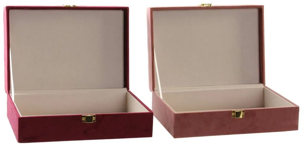 Guarda-Joias DKD Home Decor Madeira Roxo Cor de Rosa 24 x 16 x 7 cm (2 Unidades)