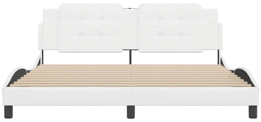 Estrutura cama c/ cabeceira 180x200 cm couro artificial branco