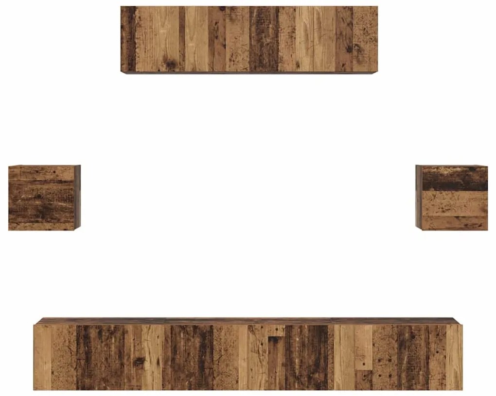 Conjunto de móvel de TV 7 pcs Madeira antiga 80 x 30 x 30 cm