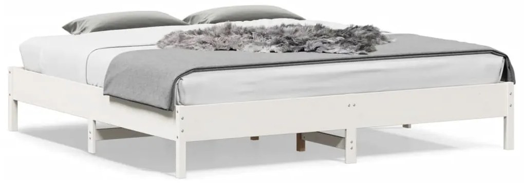 Cama sem colchão 180x200 cm madeira de pinho maciça branco