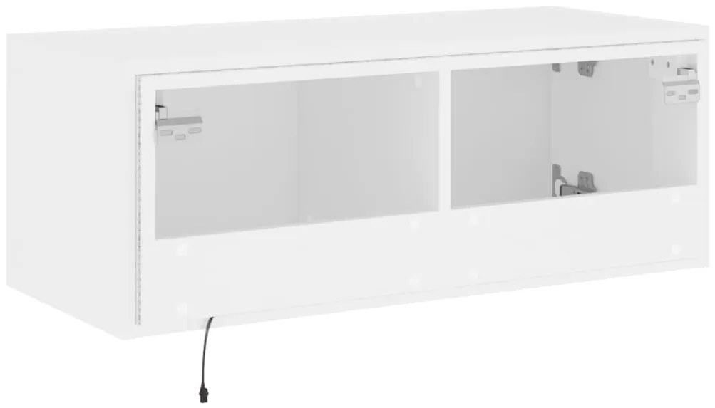 Móvel de parede para TV com luzes LED 80x35x31 cm branco