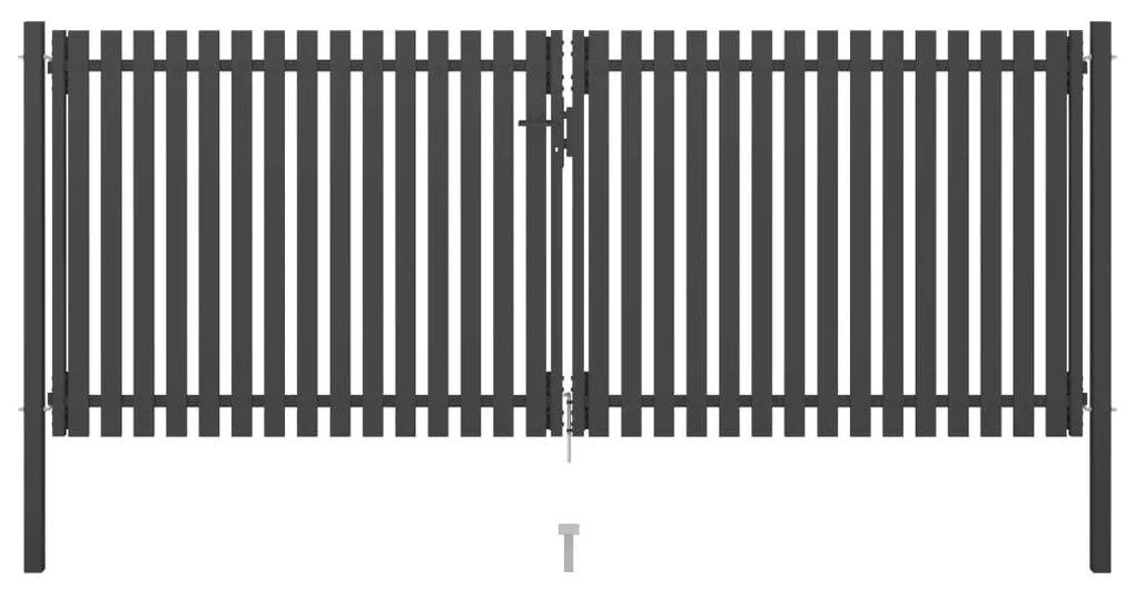 Portão de cerca para jardim 4x1,7 m aço antracite