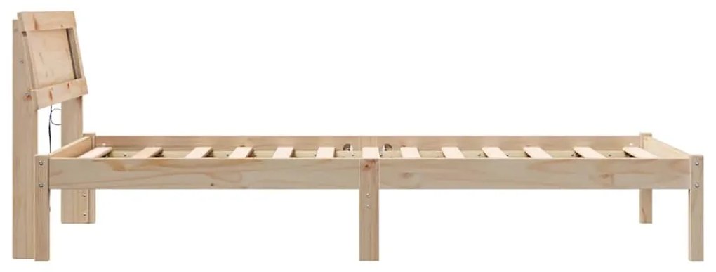 Estrutura da Cama com luzes de tira LED com cabeceira Castanho 90 x 19
