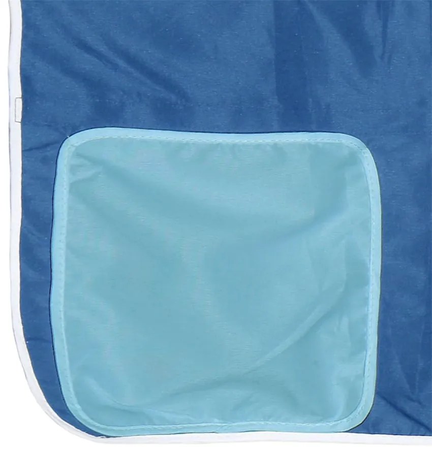 Cama alta p/ criança c/ cortinas 80x200 cm pinho maciço azul