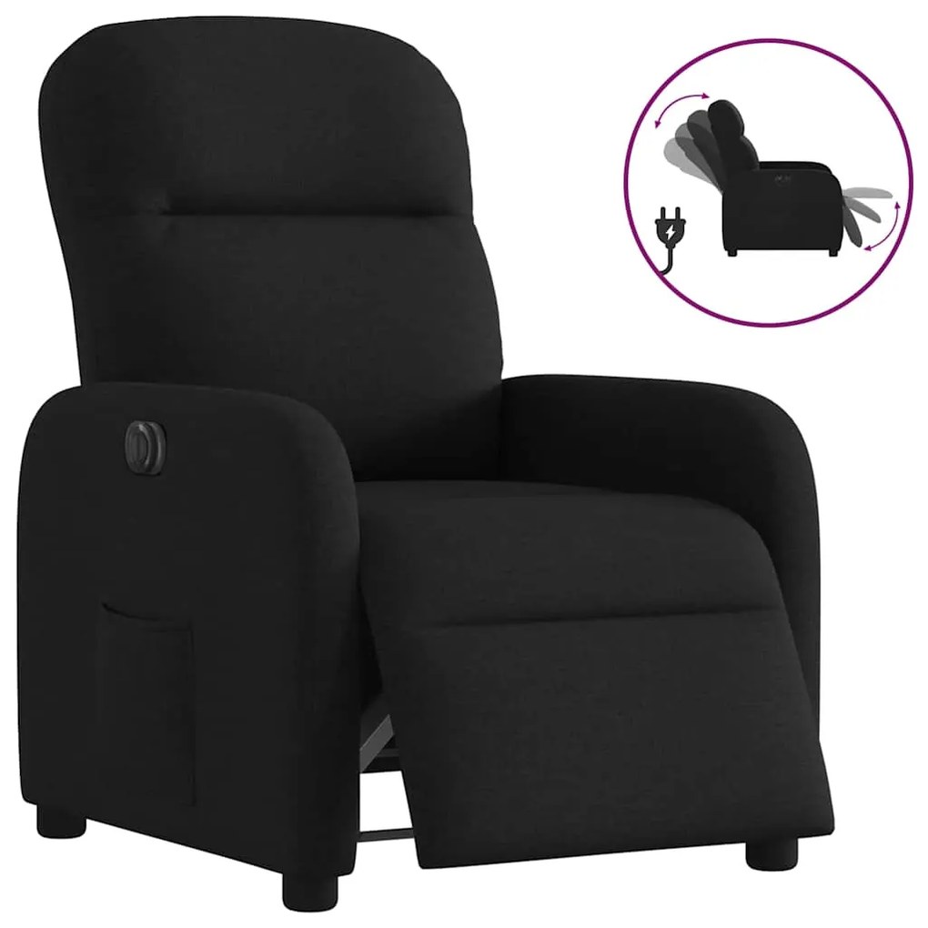 vidaXL Poltrona elétrica reclinável tecido preto