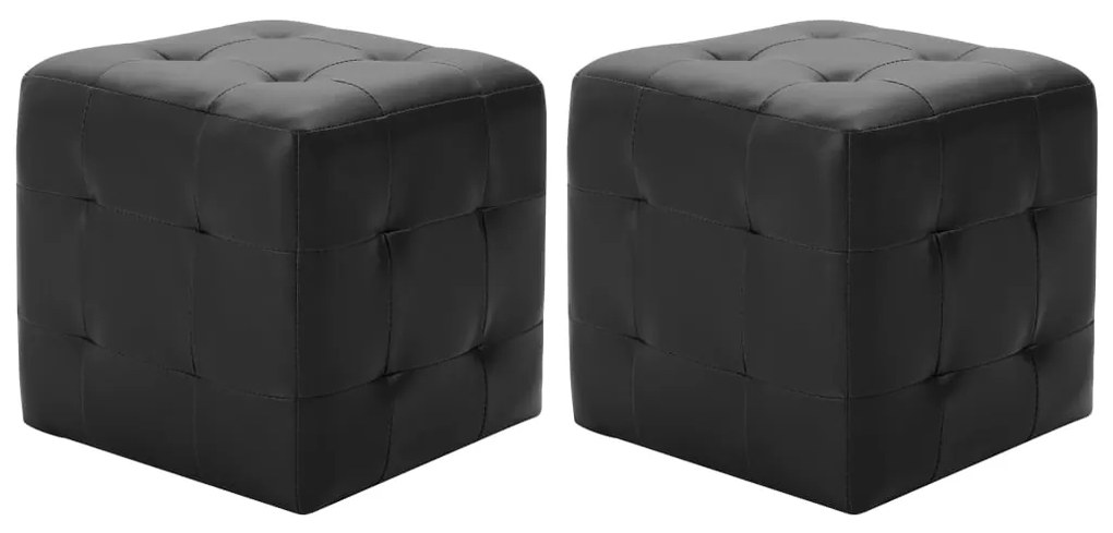 278390 vidaXL Pufe 2 pcs 30x30x30 cm couro artificial preto
