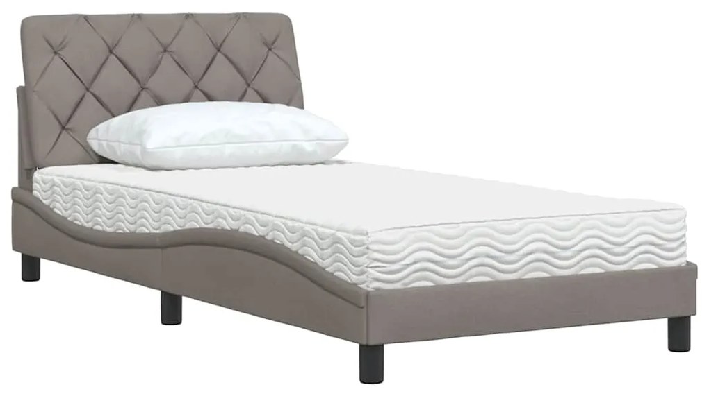 Cama com colchão 100x200 cm tecido cinzento-acastanhado