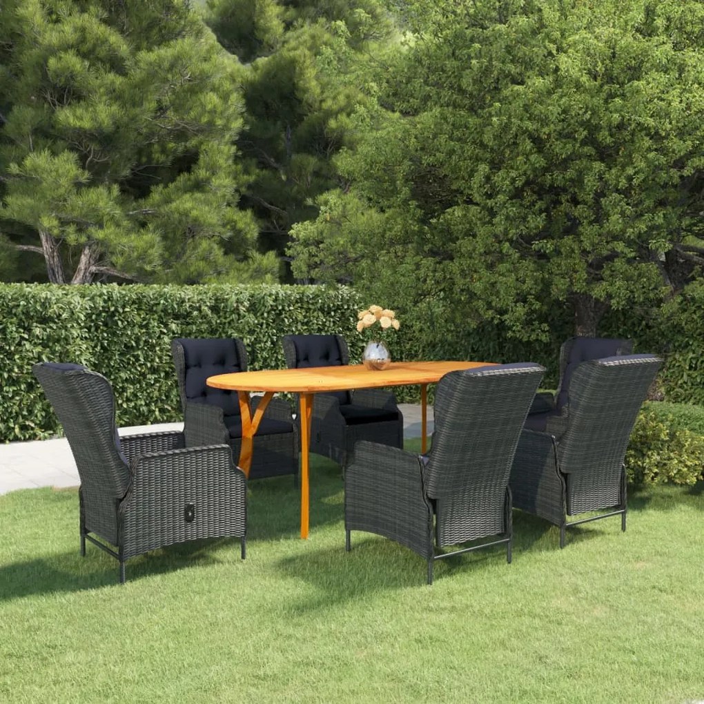vidaXL 7 pcs conjunto de jantar para jardim cinzento-escuro