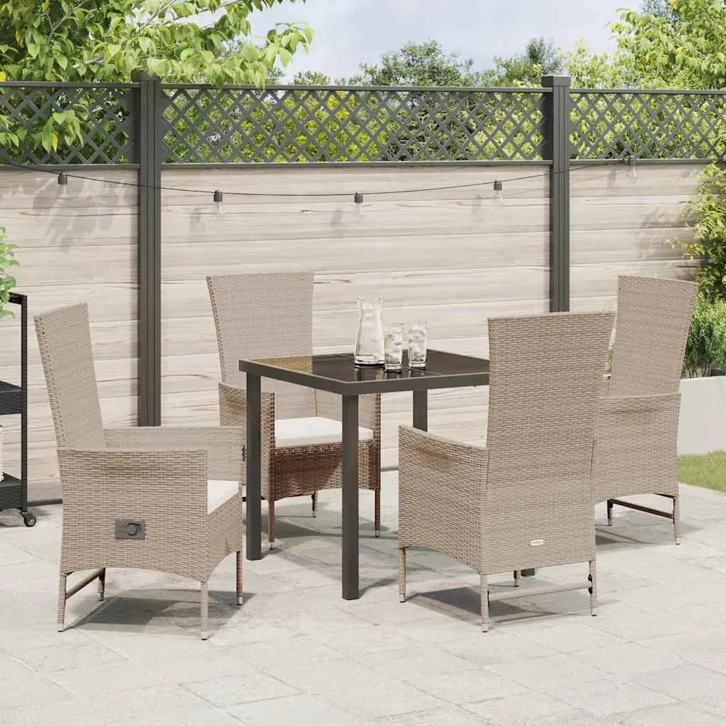 Conjunto de Cadeiras Externas 5 pcs Bege 80 x 80 x 73 cm