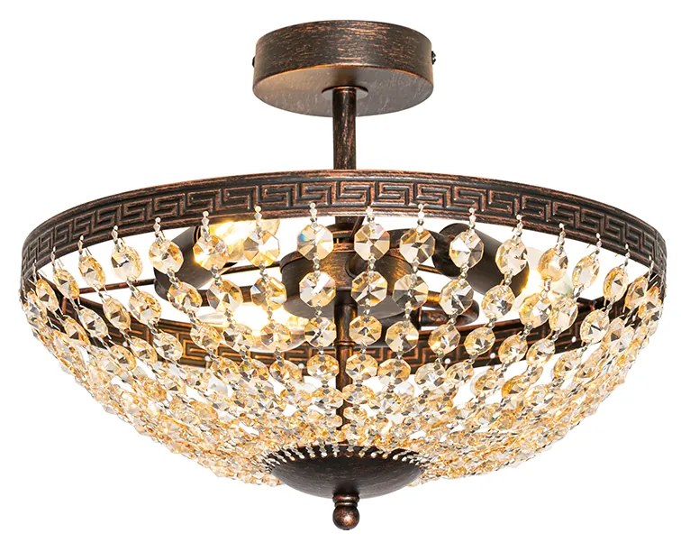 Candeeiro de teto clássico bronze e cristal 3 luzes - Mondrian