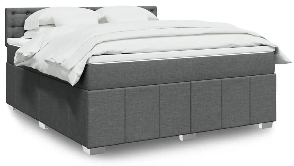 vidaXL Cama com molas/colchão 180x200 cm tecido cinzento-escuro