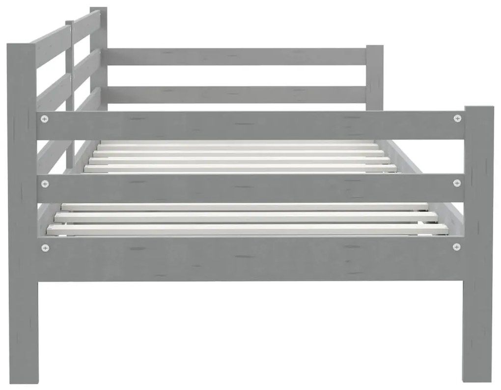 Sofá-cama 90x200 cm madeira de pinho maciça cinzento