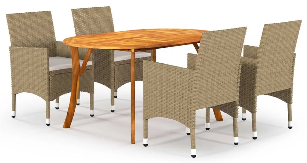 vidaXL 5 pcs conjunto de jantar para jardim bege
