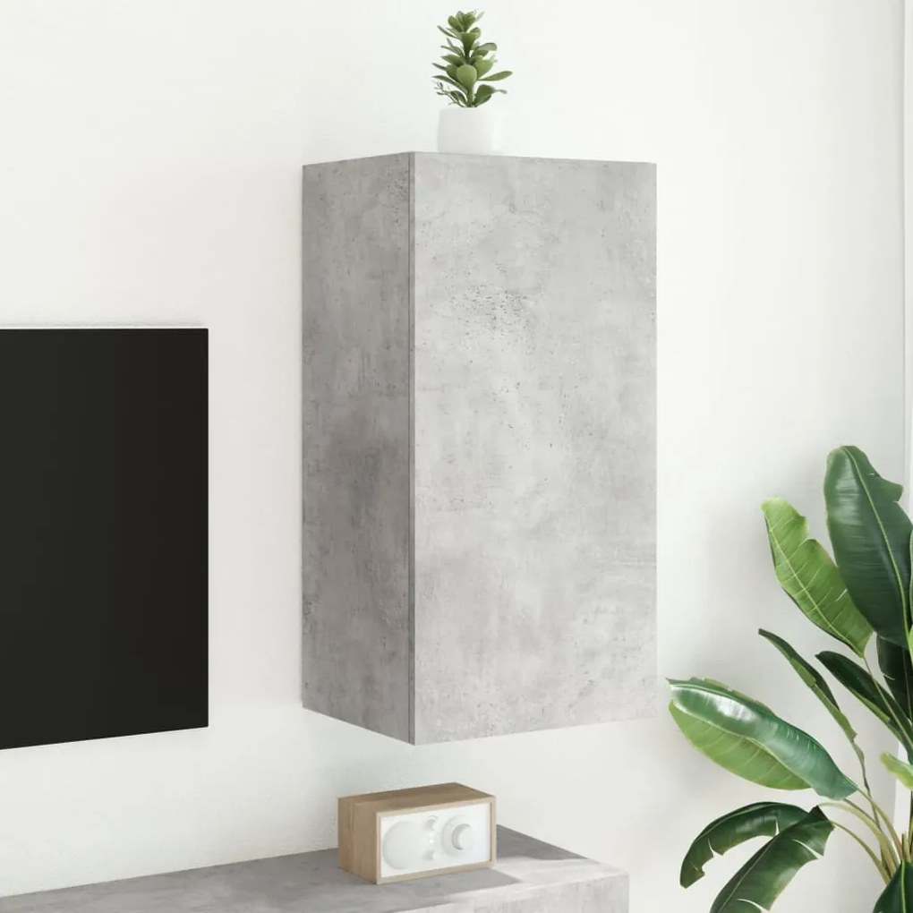 Móvel de parede p/ TV c/ luzes LED 40,5x35x80 cm cinza cimento