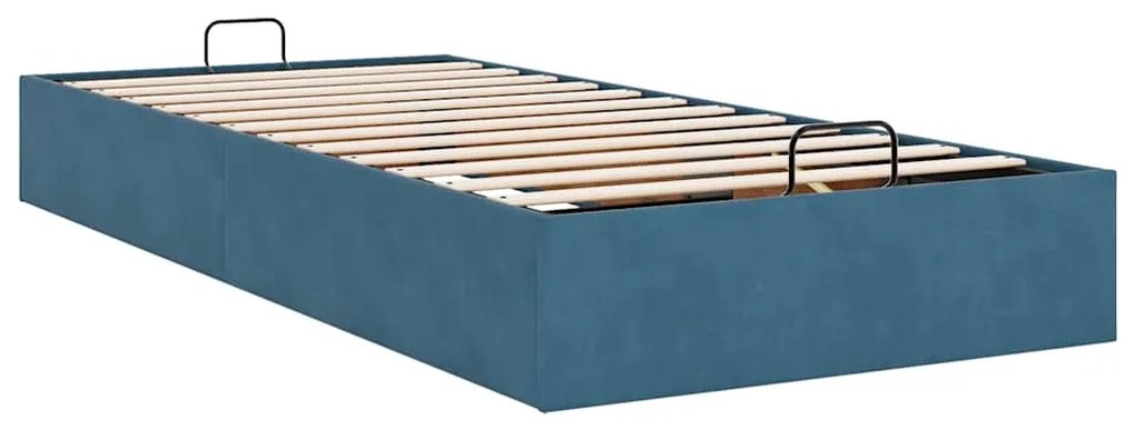 Ottoman Bed Frame No Colchão Azul Escuro 90x190 cm Veludo