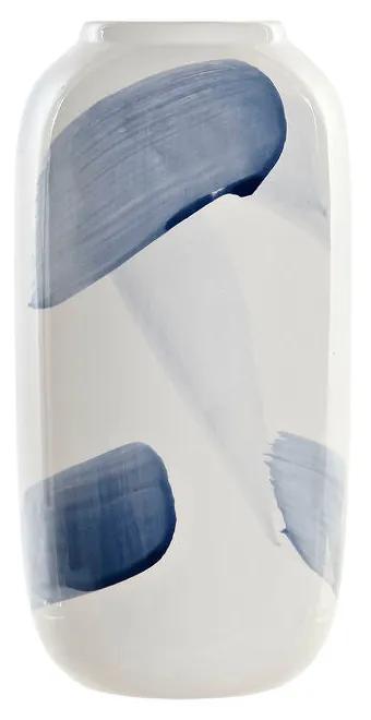 Vaso DKD Home Decor Azul Branco Moderno Dolomite (12.6 x 12.6 x 25 cm)