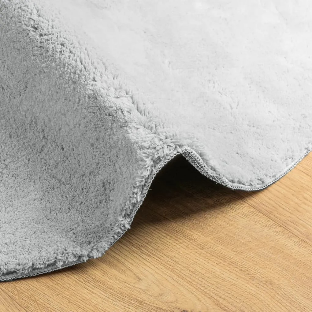 Tapete pelo curto macio e lavável HUARTE Ø 160 cm cinzento