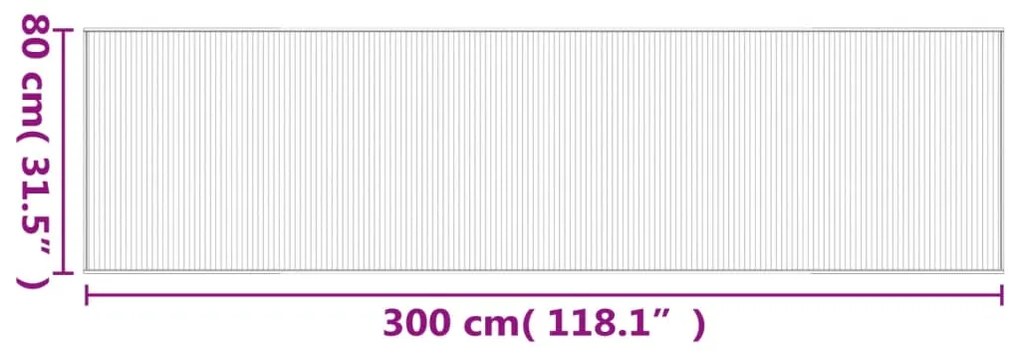 Tapete retangular 80x300 cm bambu castanho-escuro