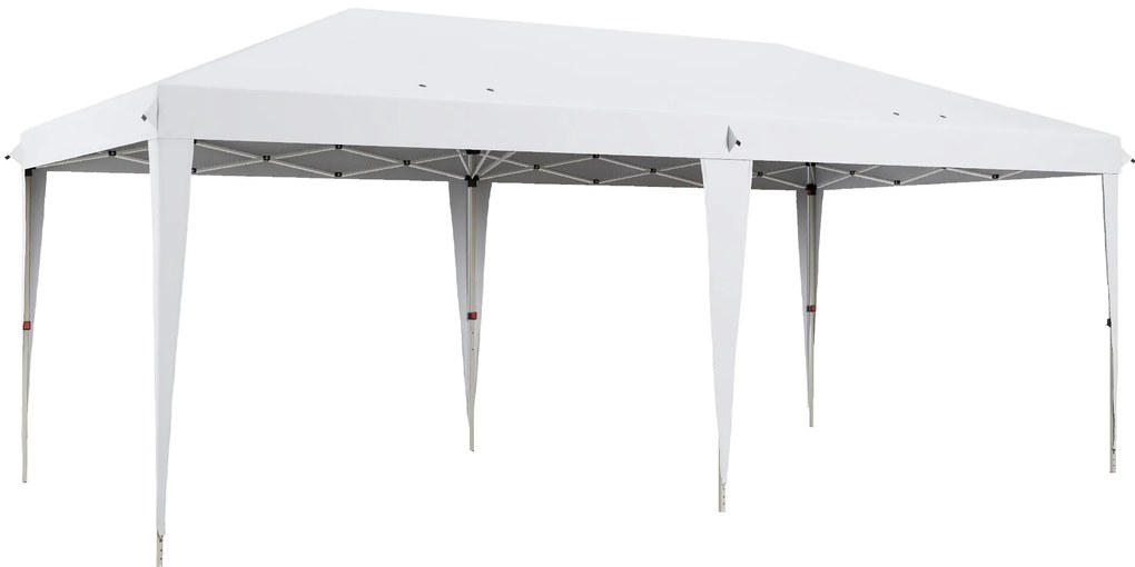Outsunny Tenda Dobrável 6x3 Tenda de Jardim Portátil com Bolsa de Transporte Tecido Oxford para Exterior Festas Acampamento Branco
