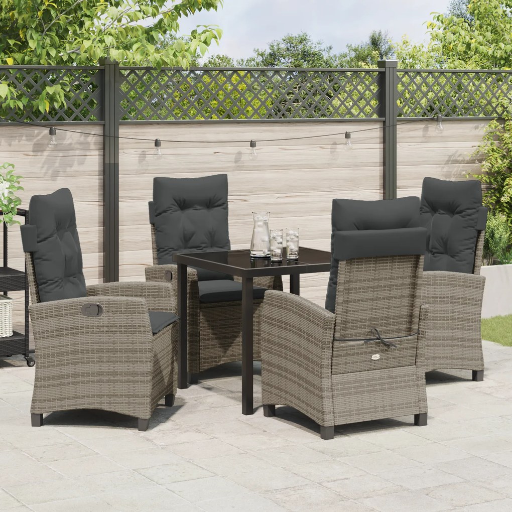 Conjunto de Jantar de Jardim - 5 Peças com Almofadas em Vime Sintético