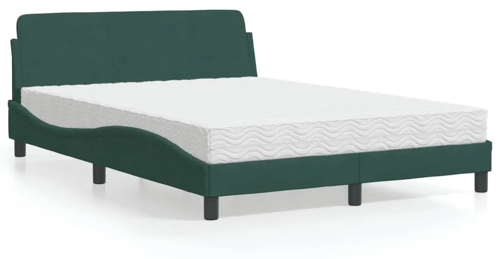 Cama com colchão 140x190 cm veludo verde-escuro