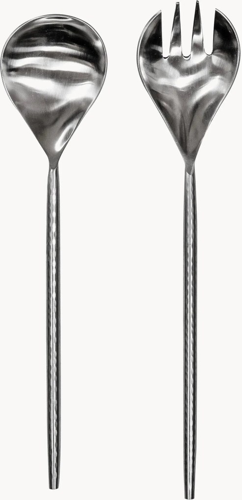 Conjunto de talheres para salada martelados, conjunto de 2