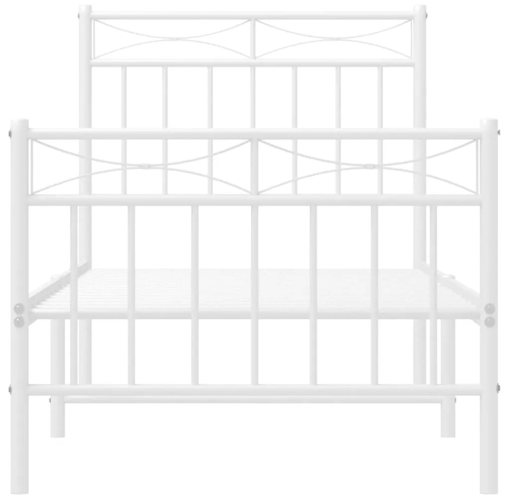 Estrutura de cama com cabeceira e pés 80x200 cm metal branco