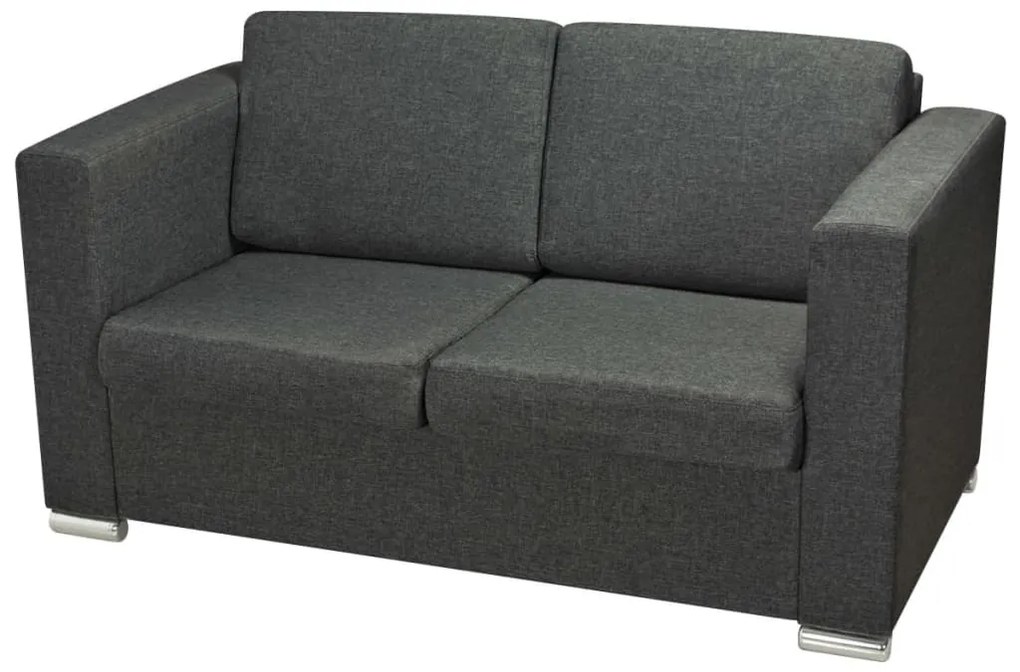 Conjunto de sofás, 2 pçs, tecido cinzento escuro