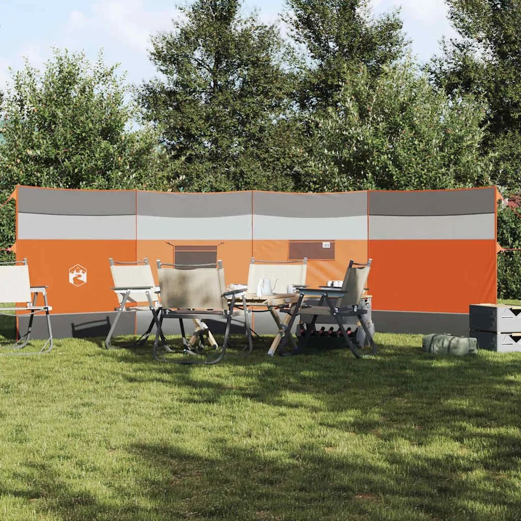 vidaXL Corta-vento de campismo 510x153 cm impermeável cinza/laranja