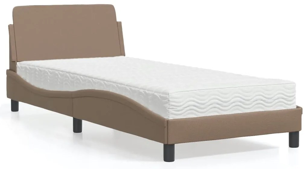 vidaXL Cama com colchão 80x200 cm couro artificial cappuccino