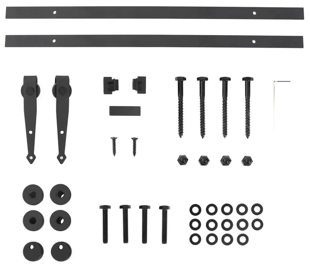 Mini kit p/ porta de armário deslizante 122cm aço carbono preto