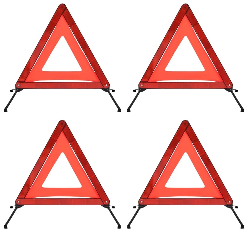 Triângulo sinalização emergência 4pcs 56,5x36,5x44,5cm vermelho