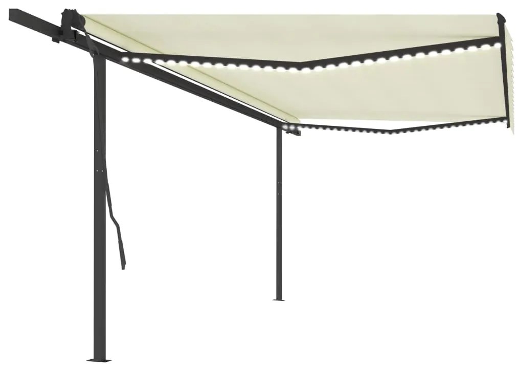 vidaXL Toldo automático c/ LED e sensor de vento 5x3,5 m cor creme