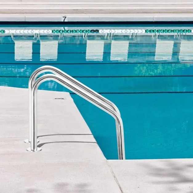 Escada para piscina em aço inoxidável antiderrapante removível com 3 degraus, carga máxima de 150 kg, 53 x 63 x 147 cm Prateado
