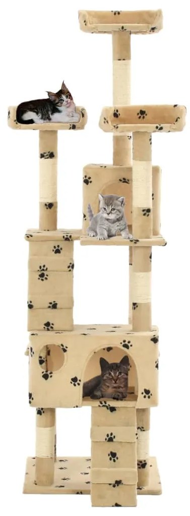 Árvore para gatos c/ postes arranhadores sisal 170 cm bege