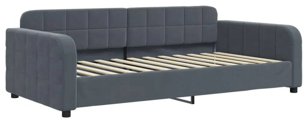 Sofá-cama com colchão 90x200 cm veludo cinzento-escuro