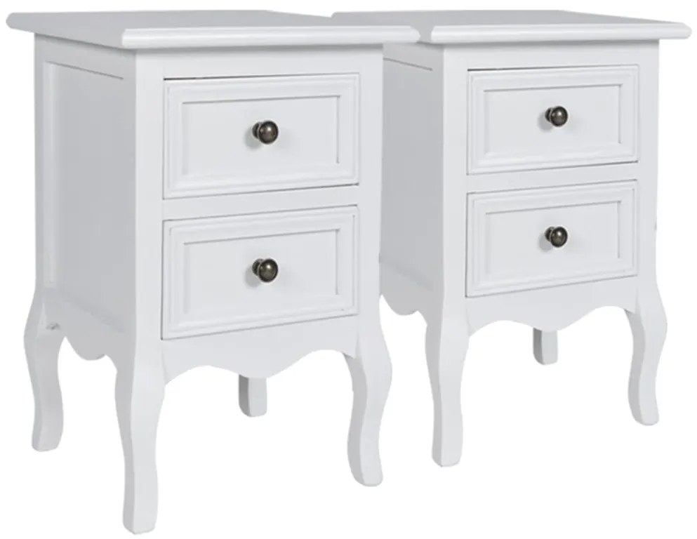 Mesas-de-cabeceira com 2 gavetas 4 pcs MDF branco