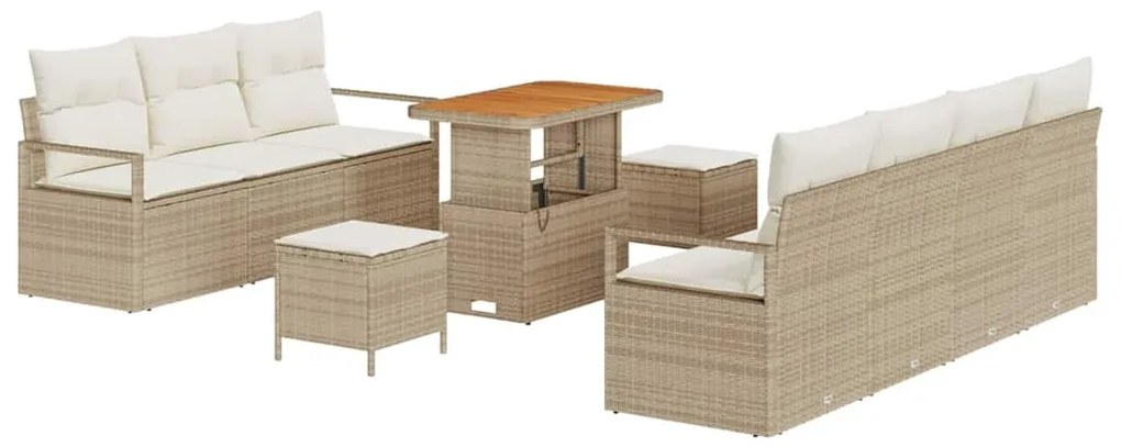 Conjunto de Sofá de Jardim vidaXL de 10 Peças com Almofadas em Bege e