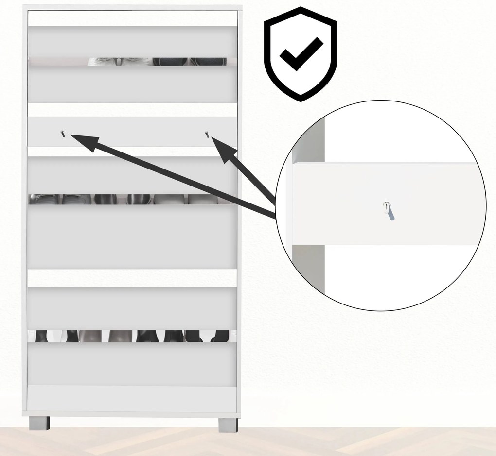 Armário para sapatos com 3 portas 115 x 61 x 24 cm Branco