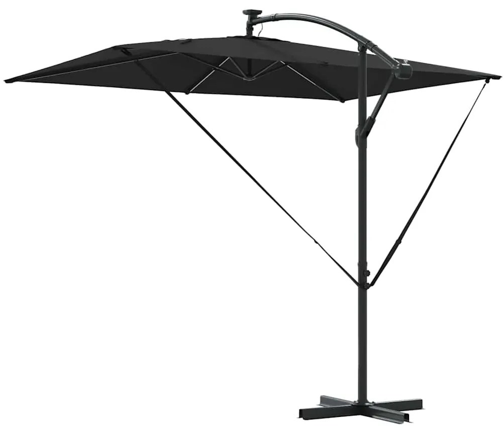 Guarda-sol de Bananeira Cantilever Preto 294 x 200 x 254 cm