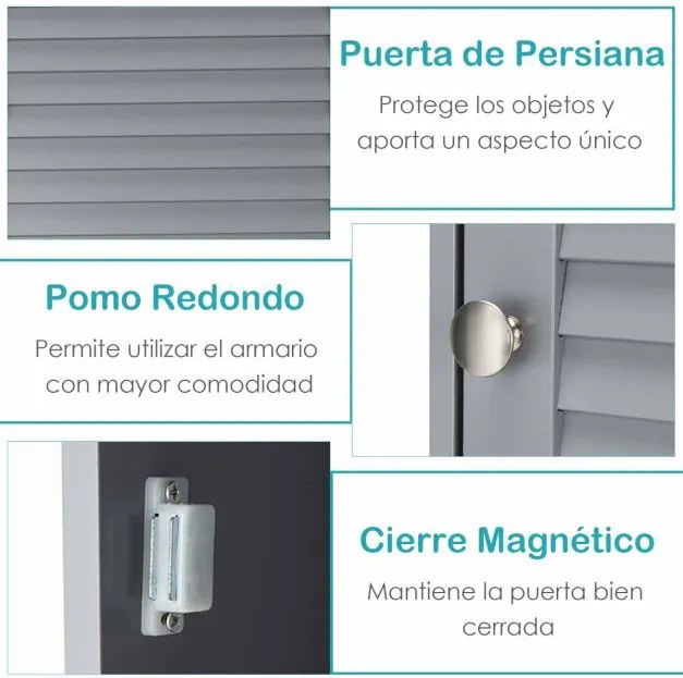 Armário de parede para casa de banho com porta e 3 estantes em MDF para arrumação de toalhas 42 x 17 x 70 cm Cinzento