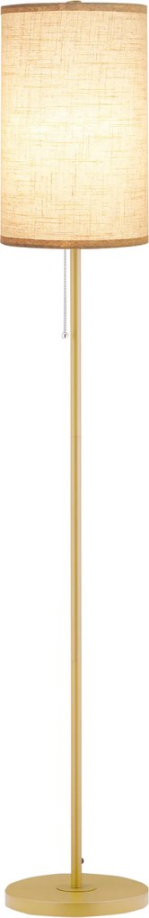 Candeeiro de pé, 40 W máx., base em forma de mastro em aço dourado, abajur em linho creme, 25,5 x 25,5 x 157 cm, dourado e bege