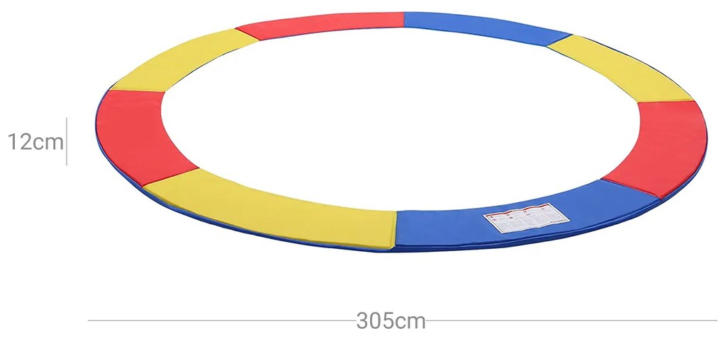 Cobertura dos bordos para trampolim de Ø 305 cm vermelho+amarelo+azul