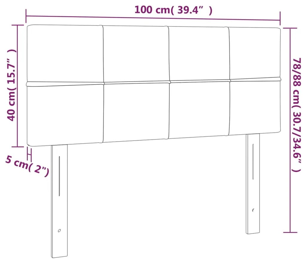 Cabeceira de cama c/luzes LED tecido 100x5x78/88 cm cinza-claro