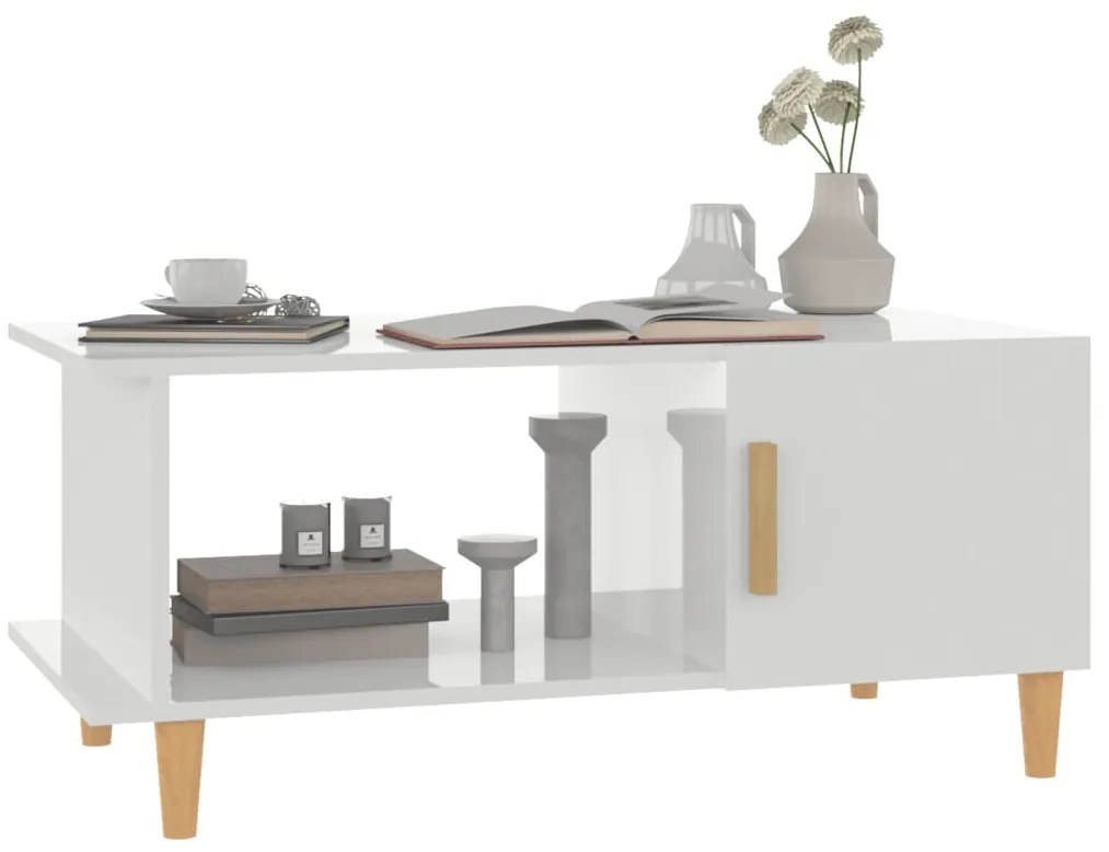 Mesa de centro 90x50x40 cm madeira processada branco brilhante
