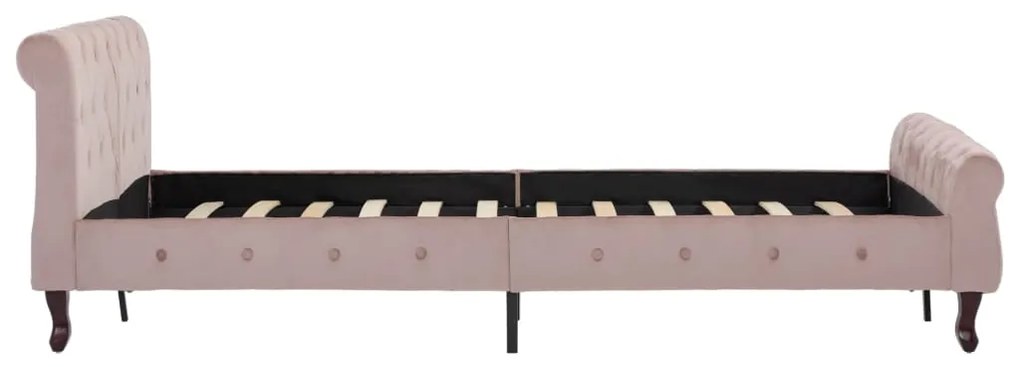 Estrutura de cama 120x200 cm veludo cor-de-rosa