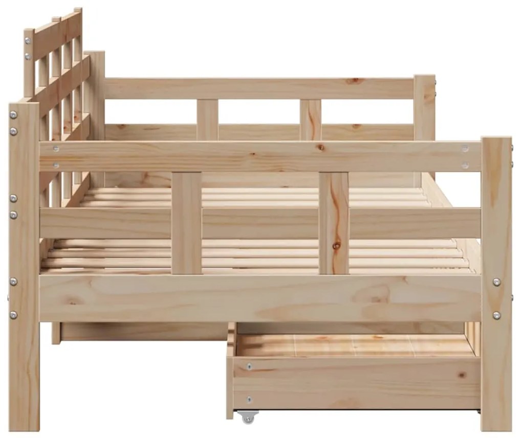 Sofá-cama com gavetas 90x190 cm madeira de pinho maciça