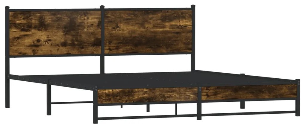 Estrutura de cama sem colchão 160x200 cm metal carvalho fumado