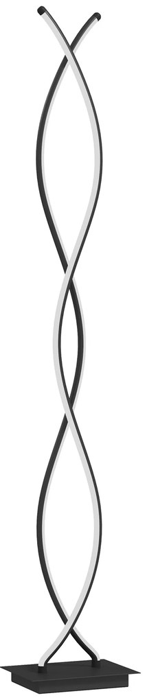 HOMCOM Lâmpada de Chão para Sala de Estar Lâmpada de Sala com 3 Níveis de Brilho Ajustáveis em Dupla Espiral Interruptor de Pé Pret | Aosom Portugal